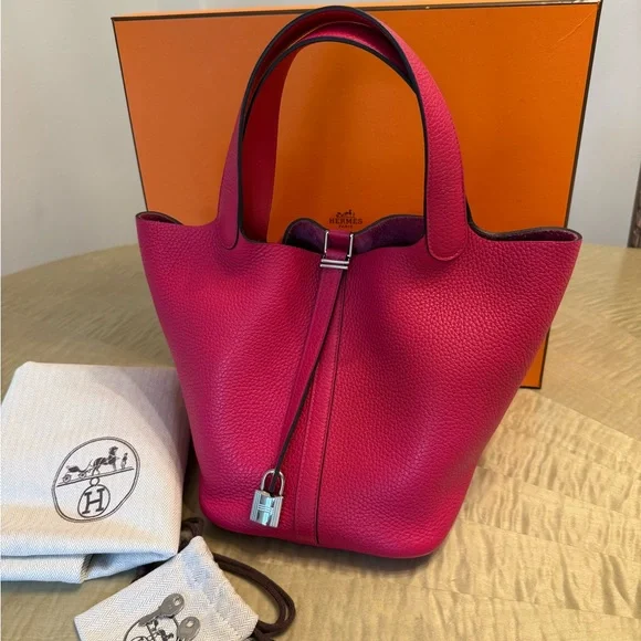 Hermes Picotin 22 Clemence, Rose Mexico, 2020 excellent condition, full set - Picture 3 of 12